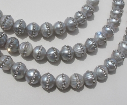 Crystal Studded Silver-Grey Baroque Pearls, 10-11mm, pack of 10