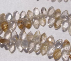 Golen Rutilate Quartz Marquis Briolettes, 8x13mm