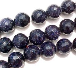 Blue Goldstone Faceted Rounds, 8mm