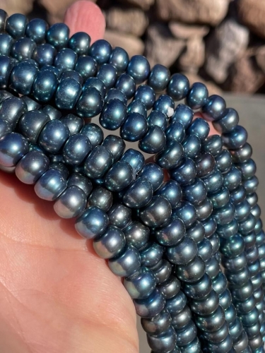 Dark Metallic Peacock Button Pearls, 9mm