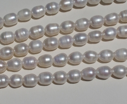 Swan White Large Hole Pearls, 11-12mm rice