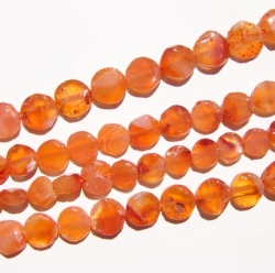 Red/Orange Carnelian Coins, 6-8mm