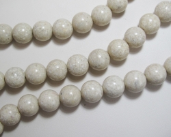 Beige-White Fossil Coral Rounds, 12mm