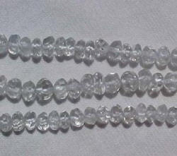 Clear Quartz Hand Cut Faceted Rondel, 3.5-4mm