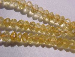 Citrine Handcut Faceted Rondels, 3.5-4mm