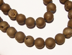 Matte Titanium Drusy Gold Agate Rounds, 14mm