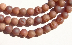 Matte Titanium Drusy Rose-Beige Agate Rounds, 10mm