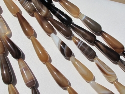 Banded Agate Longdrill Teardrops, 30 x 10mm