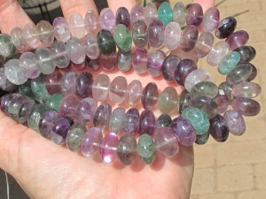 Rainbow Fluorite Rondels, 14mm