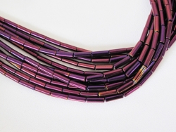 Coppery Violet Titanium Hematite Tubes, 3x9mm