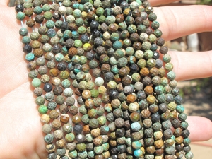 Chinese Natural Turquoise, Laser Faceted Rounds, 5mm