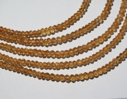 Honey Gold Citrine Laser Faceted Rondels, 3-3.5mm