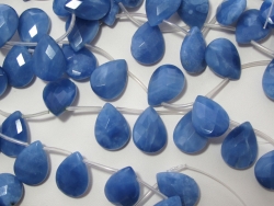 Blue Denim Quartz Briolette, 15x20mm, each