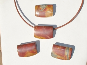 Red Creek Jasper Long Tab Pendants, 35x25mm