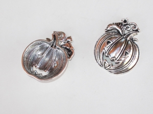 Silver Plate Pewter Jack-O-Lantern Pendants