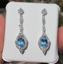 Victorian Style Blue Topaz Earrings