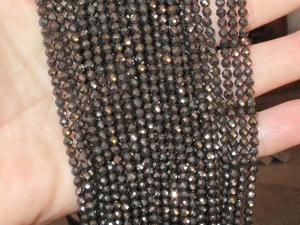 Mystic Bronze Hematite Faceted Rounds, 3mm