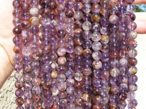 Super 7 Amethyst Crystal Polished Rounds, 6mm