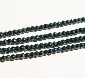 Mystic Green Hematite Faceted Rounds, 3mm