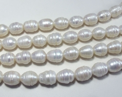 Wild White Large Hole Pearls, 10-11mm rice