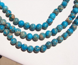 Impression Jasper Rounds, Turquoise Blue, 8mm