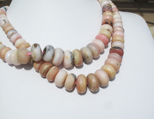 Pink Opal Polished Rondels, Graduated 8-18mm