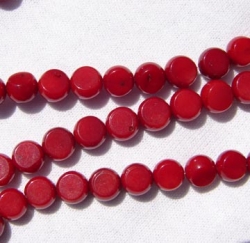 Dark Red Coral Coins, 6mm