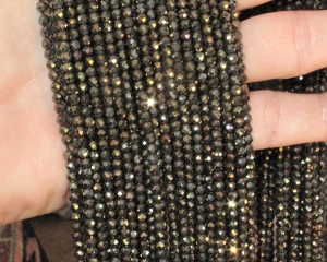 Black Gold Hematite Faceted Rounds, 3mm