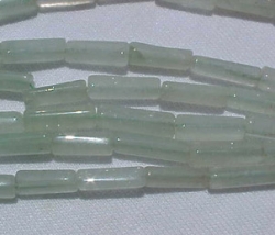 Jade Celadon Green Adventurine Tubes, 13x4mm