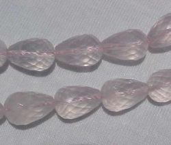 Rose Quartz Long Drill Peardrops, 14x10mm, each