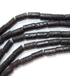 Black Lava Stone Tubes, 8x16mm