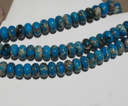 Turquoise Blue Impression Jasper Large Hole Rondels, 10mm