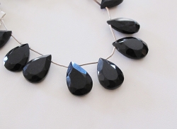 Black Onyx Faceted Briolette, 23mm