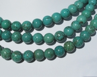 Round Magnesite Turquoise, Dk Blue Green, 10mm