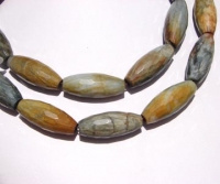 Cats Eye Gold & Grey Faceted Rice, 12x30mm