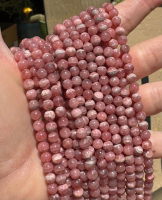 Gemmy Pink Rhodochrosite Polished Round Beads, 6mm