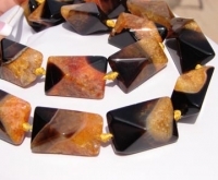 Black & Orange Agate Pyranmid Pillows, 20x30mm, each