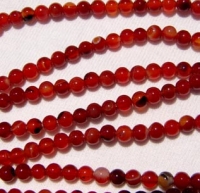 Darker Reddish-Orange Carnelian Rounds, 4mm