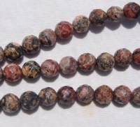 Poppy Jasper Faceted Rounds, 8mm