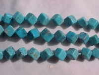 Dark Blue Turquoise Diagonal Drill Cubes, 6mm