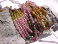 Multi Color Tourmaline Faceted Rondel, 3.5-4mm