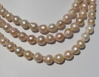 Akoya Freshwater Pink Apricot Baroque Pearls, 10-10.5mm