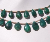 Emerald Corundum Briolettes , 9x6mm