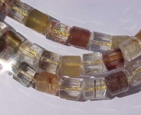 Copper & Gold Rutilated Quartz Faceted Curved Tubes, 8x8mm