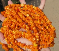 Pumpkin Orange Coral Tumbled Chips, 8-10mm, 34" string