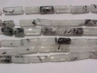 Black Rutilated Quartz Tubes, 15x6mm