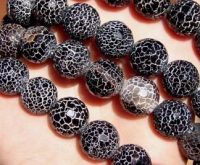 Black Crackle Agate Rounds, 16mm