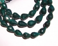 Emerald Corundum Faceted Teardrops, Longdrilled, 9-12mm, each
