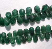 Emerald Green Adventurine Top Drill Flat Teardrops, 9x7mm