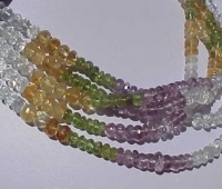 Multi Gemstone Light Mix Faceted Rondel, 6mm